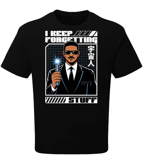 Forget Alien Movie - Movie, Classic, Classic Movie, 2000s, 2000, Alien, Extraterrestrial, Fun, Science Fiction, Adventure, Aliens, Universe, Space, Suit, Memory Loss, Memories, Memory, Cyberpunk, Technology, Futuristic, Futurism, Japan, Japanese, Modern, Hollywood, Funny, Cool, Scifi - Oversize T-Shirt