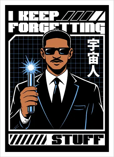 Forget Alien Movie - Movie, Classic, Classic Movie, 2000s, 2000, Alien, Extraterrestrial, Fun, Science Fiction, Adventure, Aliens, Universe, Space, Suit, Memory Loss, Memories, Memory, Cyberpunk, Technology, Futuristic, Futurism, Japan, Japanese, Modern, Hollywood, Funny, Cool, Scifi - Kunstdruck