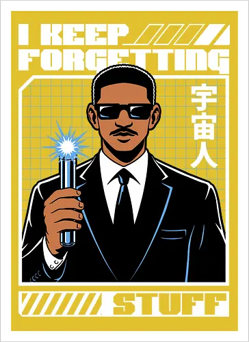 Forget Alien Movie - Movie, Classic, Classic Movie, 2000s, 2000, Alien, Extraterrestrial, Fun, Science Fiction, Adventure, Aliens, Universe, Space, Suit, Memory Loss, Memories, Memory, Cyberpunk, Technology, Futuristic, Futurism, Japan, Japanese, Modern, Hollywood, Funny, Cool, Scifi - Kunstdruck