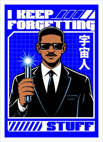 Forget Alien Movie - Movie, Classic, Classic Movie, 2000s, 2000, Alien, Extraterrestrial, Fun, Science Fiction, Adventure, Aliens, Universe, Space, Suit, Memory Loss, Memories, Memory, Cyberpunk, Technology, Futuristic, Futurism, Japan, Japanese, Modern, Hollywood, Funny, Cool, Scifi - Kunstdruck