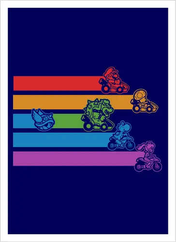 Kart Shell Game - game, games, video game, video games, vintage, retro, vintage retro, classic, classic video game, classic video games, classic game, classic games, kart, nerd, geek, cool - Kunstdruck