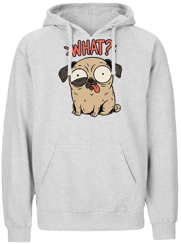 Pug Dog Funny - Pug, Dog, Funny, Fun, Pet, Animal, Cool, Just Awesome, Awesome, Lost, Cute, Life, Derpy, What, Dumb, Pugs, Original Art - Fairtrade Hoodie