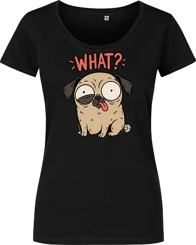Pug Dog Funny - Pug, Dog, Funny, Fun, Pet, Animal, Cool, Just Awesome, Awesome, Lost, Cute, Life, Derpy, What, Dumb, Pugs, Original Art - Damen T-Shirt