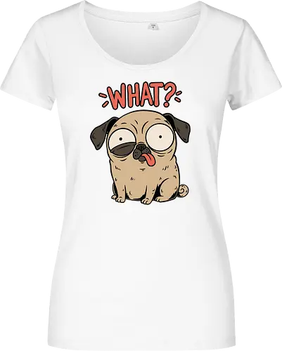 Pug Dog Funny - Pug, Dog, Funny, Fun, Pet, Animal, Cool, Just Awesome, Awesome, Lost, Cute, Life, Derpy, What, Dumb, Pugs, Original Art - Damen T-Shirt