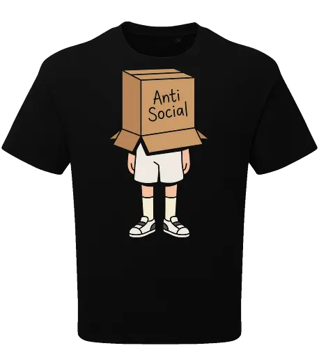 The Introvert's Armor: Anti-Social Box Head - anti social shirt, introvert graphic tee, box head design, funny antisocial apparel, minimalist aesthetic clothing, shy person merch, relatable quote shirt, indie streetwear fashion, quirky graphic tee, soft aesthetic apparel - Oversize T-Shirt