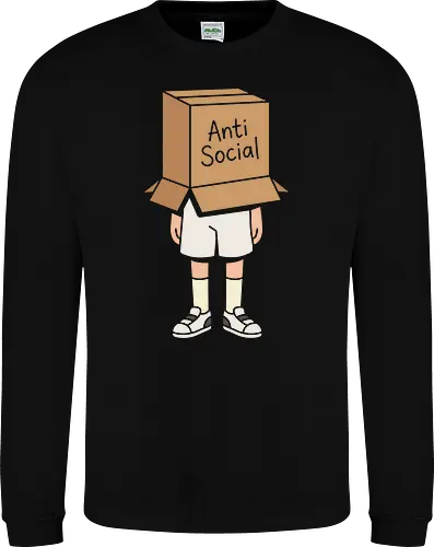 The Introvert's Armor: Anti-Social Box Head - anti social shirt, introvert graphic tee, box head design, funny antisocial apparel, minimalist aesthetic clothing, shy person merch, relatable quote shirt, indie streetwear fashion, quirky graphic tee, soft aesthetic apparel - Sweatshirt