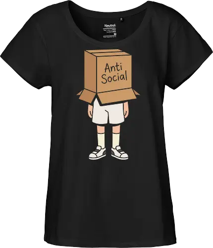 The Introvert's Armor: Anti-Social Box Head - anti social shirt, introvert graphic tee, box head design, funny antisocial apparel, minimalist aesthetic clothing, shy person merch, relatable quote shirt, indie streetwear fashion, quirky graphic tee, soft aesthetic apparel - Fairtrade Girl Shirt