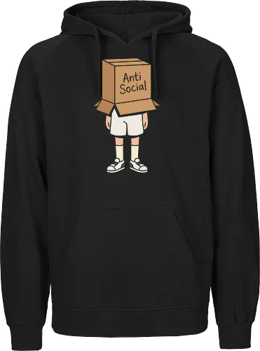 The Introvert's Armor: Anti-Social Box Head - anti social shirt, introvert graphic tee, box head design, funny antisocial apparel, minimalist aesthetic clothing, shy person merch, relatable quote shirt, indie streetwear fashion, quirky graphic tee, soft aesthetic apparel - Fairtrade Hoodie