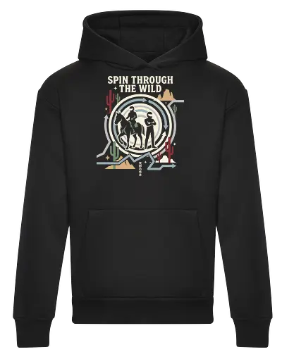 Spin Through the Wild - Jojo Steel Ball Run shirt, JJBA part 7 merch, Gyro and Johnny graphic tee, minimalist manga apparel, anime wild west streetwear, golden spin design, retro desert aesthetic clothing, shonen anime fashion, otaku racing graphic, Japanese text adventure shirt - Heavyweight Hoodie