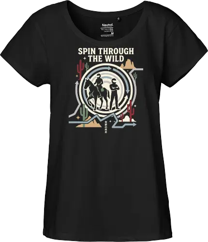 Spin Through the Wild - Jojo Steel Ball Run shirt, JJBA part 7 merch, Gyro and Johnny graphic tee, minimalist manga apparel, anime wild west streetwear, golden spin design, retro desert aesthetic clothing, shonen anime fashion, otaku racing graphic, Japanese text adventure shirt - Fairtrade Girl Shirt