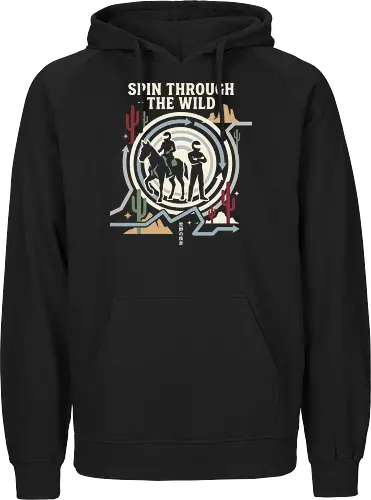 Spin Through the Wild - Jojo Steel Ball Run shirt, JJBA part 7 merch, Gyro and Johnny graphic tee, minimalist manga apparel, anime wild west streetwear, golden spin design, retro desert aesthetic clothing, shonen anime fashion, otaku racing graphic, Japanese text adventure shirt - Fairtrade Hoodie