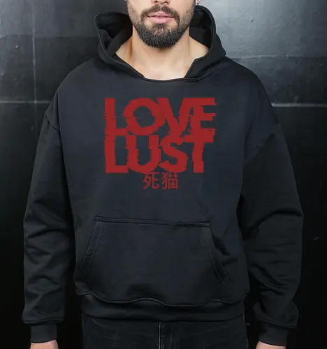 Love or Lust - love, lust, metal logo, deathcore, death metal, heavy metal, black metal, heavy metal font, metal artwork, street style, streetwear, dirty mind, black craft, dark magic, macabre, goth, gothic, dark lettering, dark art, black work, demon, spirit, evil, satan, Black and White, macabre - Cropped Hoodie