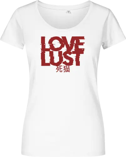 Love or Lust - love, lust, metal logo, deathcore, death metal, heavy metal, black metal, heavy metal font, metal artwork, street style, streetwear, dirty mind, black craft, dark magic, macabre, goth, gothic, dark lettering, dark art, black work, demon, spirit, evil, satan, Black and White, macabre - Damen T-Shirt