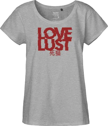 Love or Lust - love, lust, metal logo, deathcore, death metal, heavy metal, black metal, heavy metal font, metal artwork, street style, streetwear, dirty mind, black craft, dark magic, macabre, goth, gothic, dark lettering, dark art, black work, demon, spirit, evil, satan, Black and White, macabre - Fairtrade Girl Shirt