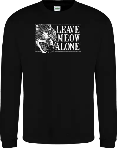 Leave Meow Alone - baphomet, satanic cat, neko, cat, death cat, skull cat, metal cat, death metal, deathcore, black metal, aesthetic, japan, introvert, alone, anti social, black and white, streetwear, macabre, satanic, goth, goth cat, gothic, dark art, metal logo, black metal logo, deathcore font, occult, underground, black work, rebel cat, witchcraft, halloween, dark magic, lucifer, demon, hell, devil - Sweatshirt