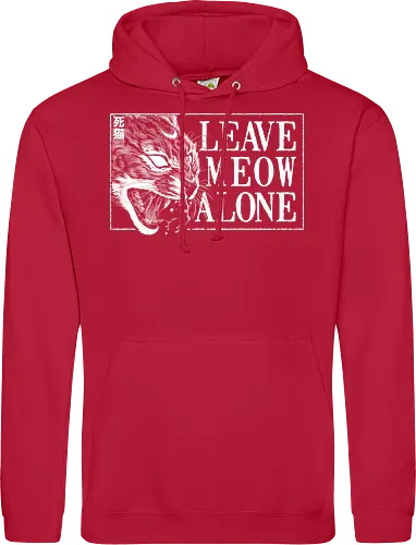 Leave Meow Alone - baphomet, satanic cat, neko, cat, death cat, skull cat, metal cat, death metal, deathcore, black metal, aesthetic, japan, introvert, alone, anti social, black and white, streetwear, macabre, satanic, goth, goth cat, gothic, dark art, metal logo, black metal logo, deathcore font, occult, underground, black work, rebel cat, witchcraft, halloween, dark magic, lucifer, demon, hell, devil - Standard Hoodie