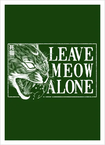 Leave Meow Alone - baphomet, satanic cat, neko, cat, death cat, skull cat, metal cat, death metal, deathcore, black metal, aesthetic, japan, introvert, alone, anti social, black and white, streetwear, macabre, satanic, goth, goth cat, gothic, dark art, metal logo, black metal logo, deathcore font, occult, underground, black work, rebel cat, witchcraft, halloween, dark magic, lucifer, demon, hell, devil - Kunstdruck