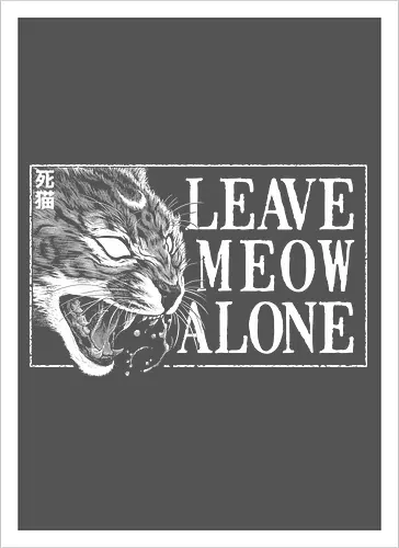 Leave Meow Alone - baphomet, satanic cat, neko, cat, death cat, skull cat, metal cat, death metal, deathcore, black metal, aesthetic, japan, introvert, alone, anti social, black and white, streetwear, macabre, satanic, goth, goth cat, gothic, dark art, metal logo, black metal logo, deathcore font, occult, underground, black work, rebel cat, witchcraft, halloween, dark magic, lucifer, demon, hell, devil - Kunstdruck