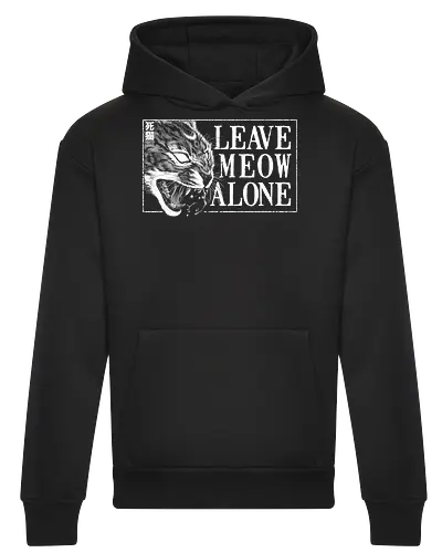 Leave Meow Alone - baphomet, satanic cat, neko, cat, death cat, skull cat, metal cat, death metal, deathcore, black metal, aesthetic, japan, introvert, alone, anti social, black and white, streetwear, macabre, satanic, goth, goth cat, gothic, dark art, metal logo, black metal logo, deathcore font, occult, underground, black work, rebel cat, witchcraft, halloween, dark magic, lucifer, demon, hell, devil - Heavyweight Hoodie