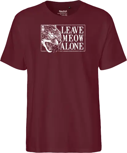Leave Meow Alone - baphomet, satanic cat, neko, cat, death cat, skull cat, metal cat, death metal, deathcore, black metal, aesthetic, japan, introvert, alone, anti social, black and white, streetwear, macabre, satanic, goth, goth cat, gothic, dark art, metal logo, black metal logo, deathcore font, occult, underground, black work, rebel cat, witchcraft, halloween, dark magic, lucifer, demon, hell, devil - Fairtrade T-Shirt