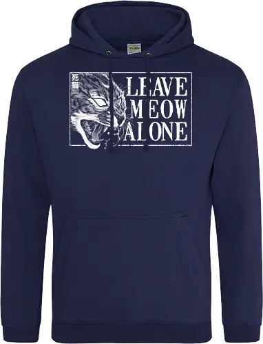 Leave Meow Alone - baphomet, satanic cat, neko, cat, death cat, skull cat, metal cat, death metal, deathcore, black metal, aesthetic, japan, introvert, alone, anti social, black and white, streetwear, macabre, satanic, goth, goth cat, gothic, dark art, metal logo, black metal logo, deathcore font, occult, underground, black work, rebel cat, witchcraft, halloween, dark magic, lucifer, demon, hell, devil - Standard Hoodie