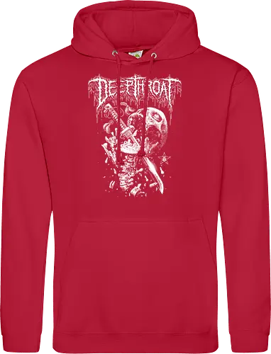 Deep Throat - skull, katana, zombie skeleton, drawing, hand drawing, black craft, dark magic, macabre, goth, gothic, dark art, black work, demon, spirit, evil, satan, Black and White, macabre, haunted, horror, dark magic, metal artwork, street style, streetwear, halloween, katana, deep throat, dirty mind, zombie, metal logo, pentagram, baphomet, lucifer, lilith, astaroth - Standard Hoodie