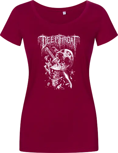 Deep Throat - skull, katana, zombie skeleton, drawing, hand drawing, black craft, dark magic, macabre, goth, gothic, dark art, black work, demon, spirit, evil, satan, Black and White, macabre, haunted, horror, dark magic, metal artwork, street style, streetwear, halloween, katana, deep throat, dirty mind, zombie, metal logo, pentagram, baphomet, lucifer, lilith, astaroth - Damen T-Shirt