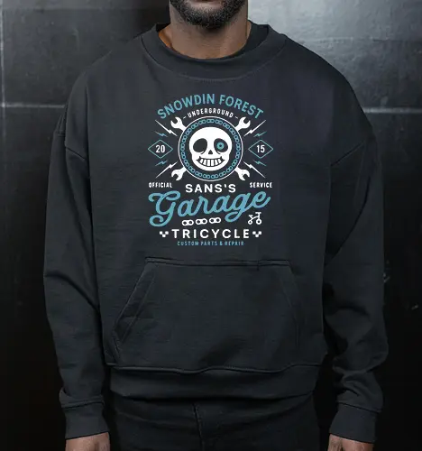 Snowdin Forest Garage Grunge - Tale, deltarune, muffet, sans, spider cider, indie game, video game, gaming, rpg, flowey, mettaton, gamer, papyrus, toriel, asgore, coffee - Cropped Sweatshirt