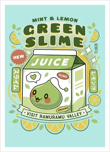 Ramuramu Valley Lemon Juice - maple, pink bean, maplestory 2, maple, slime, yeti, orange mushroom, kawaii, anime, chibi, ragnarok online, video game, gaming, gamer, zakum helm - Kunstdruck