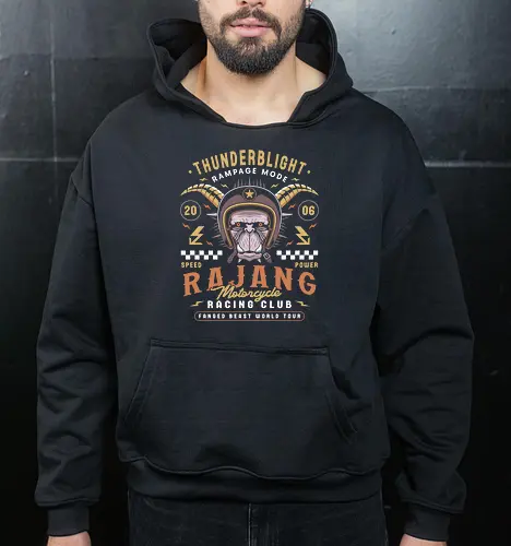 Rajang Motoclub - pukei pukei, monster, hunter, monster world, gamer, gaming, video games, iceborne, palico, wyvern, felyne, monster rise, monster wilds, furious rajang - Cropped Hoodie
