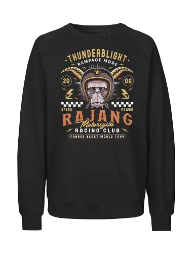 Rajang Motoclub - pukei pukei, monster, hunter, monster world, gamer, gaming, video games, iceborne, palico, wyvern, felyne, monster rise, monster wilds, furious rajang - Fairtrade Sweatshirt
