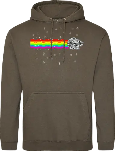 Nyan falcon - 8-bit, Space Opera, nyan cat, scifi, funny, millenium space ship, movie, fun, memes - Standard Hoodie
