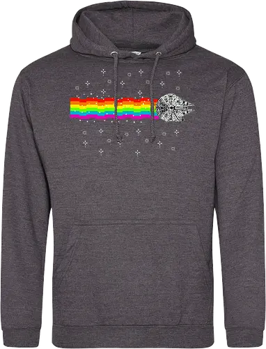 Nyan falcon - 8-bit, Space Opera, nyan cat, scifi, funny, millenium space ship, movie, fun, memes - Standard Hoodie