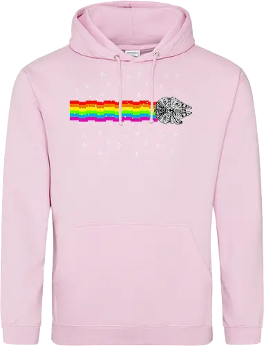 Nyan falcon - 8-bit, Space Opera, nyan cat, scifi, funny, millenium space ship, movie, fun, memes - Standard Hoodie