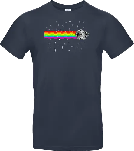 Nyan falcon - 8-bit, Space Opera, nyan cat, scifi, funny, millenium space ship, movie, fun, memes - Standard T-Shirt