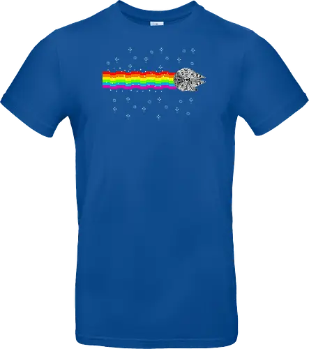 Nyan falcon - 8-bit, Space Opera, nyan cat, scifi, funny, millenium space ship, movie, fun, memes - Standard T-Shirt