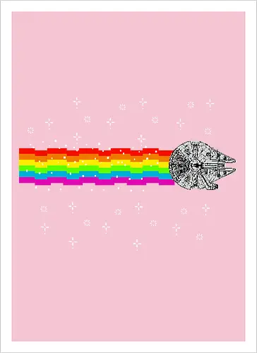Nyan falcon - 8-bit, Space Opera, nyan cat, scifi, funny, millenium space ship, movie, fun, memes - Kunstdruck