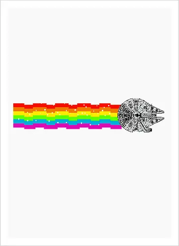 Nyan falcon - 8-bit, Space Opera, nyan cat, scifi, funny, millenium space ship, movie, fun, memes - Kunstdruck
