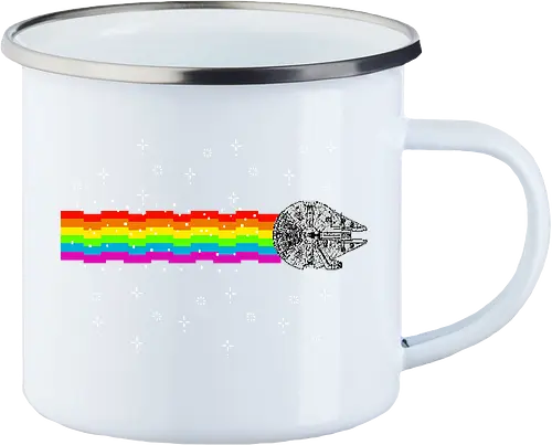 Nyan falcon - 8-bit, Space Opera, nyan cat, scifi, funny, millenium space ship, movie, fun, memes - Emailletasse