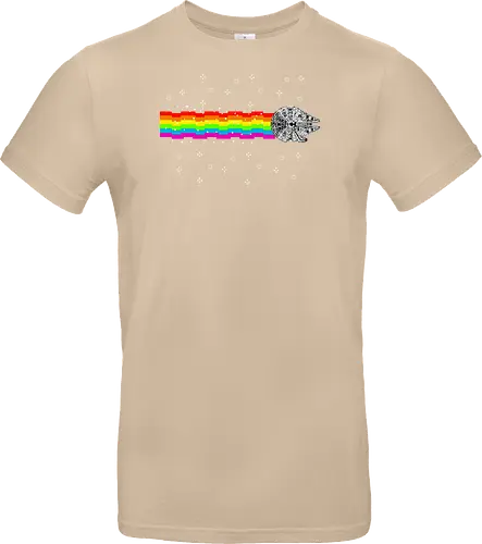 Nyan falcon - 8-bit, Space Opera, nyan cat, scifi, funny, millenium space ship, movie, fun, memes - Standard T-Shirt