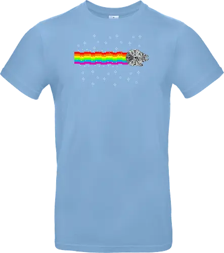 Nyan falcon - 8-bit, Space Opera, nyan cat, scifi, funny, millenium space ship, movie, fun, memes - Standard T-Shirt