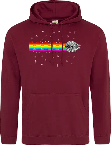 Nyan falcon - 8-bit, Space Opera, nyan cat, scifi, funny, millenium space ship, movie, fun, memes - Standard Hoodie
