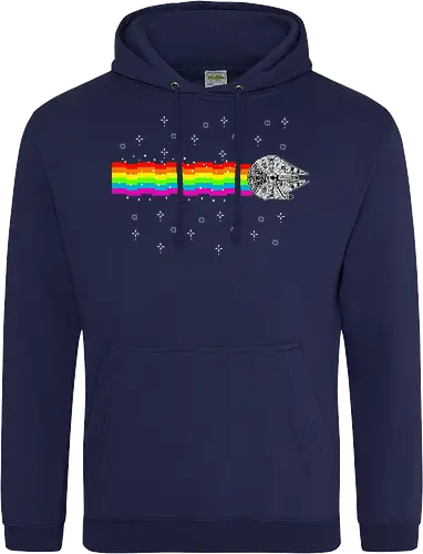 Nyan falcon - 8-bit, Space Opera, nyan cat, scifi, funny, millenium space ship, movie, fun, memes - Standard Hoodie