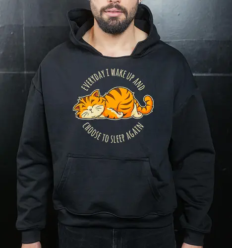 I Choose Sleep - not today, lazy cat, sorry im late, humor, funny quote, sorry not sorry, always late, cute cat, anxiety, awkward, introvert, party, anxious, sarcastic, funny saying, funny slogan, sarcasm - Cropped Hoodie
