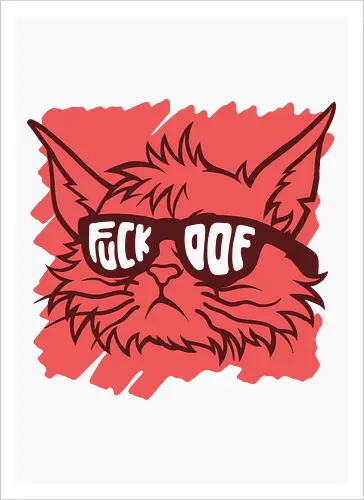 Fvck Off!! - grumpy cat, Anti Social, hate morning, catrovert, introvert, anti human, anti people, idgaf, dilligaf, don't care, mind your business, funny cat, cute cat, funny, cat joke, memes, internet meme, hilarious, funny meme, cat meme, meme - Kunstdruck