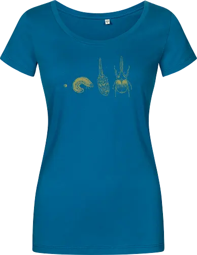 Beetle Life Cycle - hercules beetle, beetle, life cycle, dynastid beetle, dynastes hercules, rhinoceros beetle, scientific illustration, metamorphosis, entomology, exotic insect, illustration, insects, animal, nature, xmorfina - Damen T-Shirt