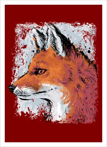 Red Fox Side Profile Painting - fox, painting, red fox, fox lover, watercolor, side profile, autumn, fall, winter, animal, nature, xmorfina - Kunstdruck