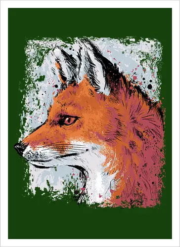 Red Fox Side Profile Painting - fox, painting, red fox, fox lover, watercolor, side profile, autumn, fall, winter, animal, nature, xmorfina - Kunstdruck