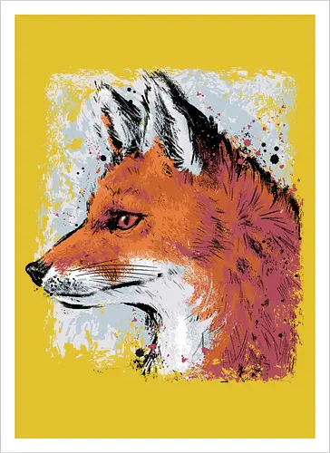 Red Fox Side Profile Painting - fox, painting, red fox, fox lover, watercolor, side profile, autumn, fall, winter, animal, nature, xmorfina - Kunstdruck