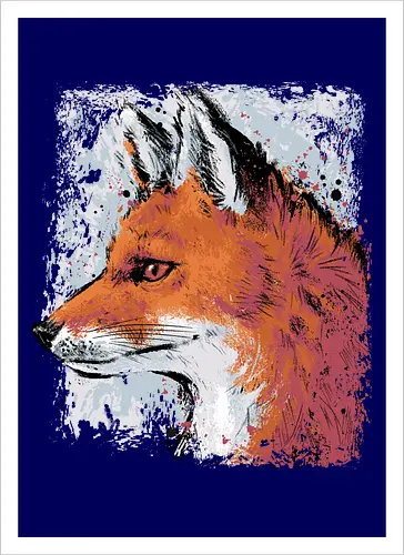Red Fox Side Profile Painting - fox, painting, red fox, fox lover, watercolor, side profile, autumn, fall, winter, animal, nature, xmorfina - Kunstdruck
